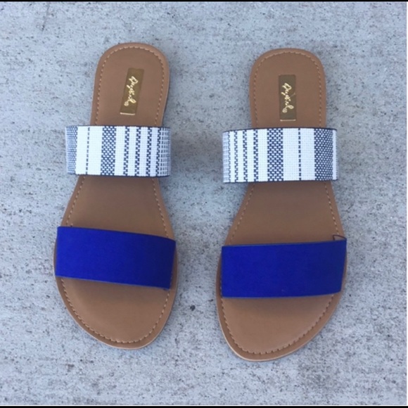 ⭐️Blue Slip on Sandals, Flats - Picture 2 of 4